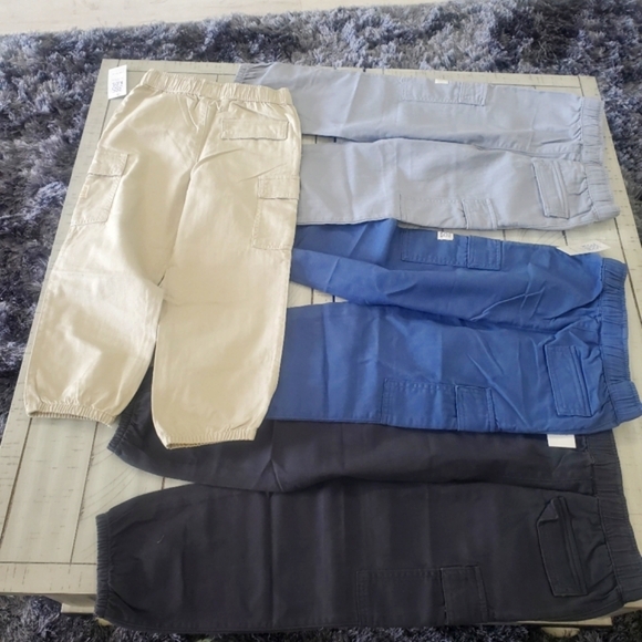 New Bundle Kids Elastic Waist Cargo Pants Gray,Tan,Blue Dark grey For Toddler 5t - Picture 2 of 4